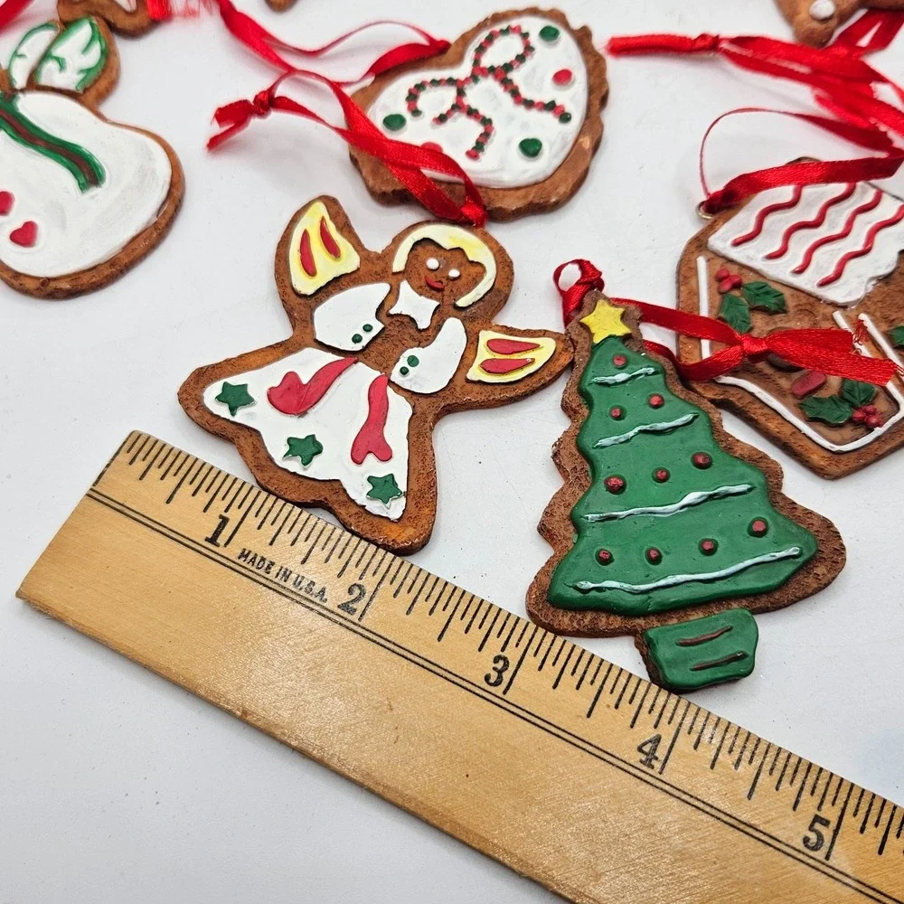 VTG Lot of 11 Gingerbread Christmas Ornaments Resin Cookie Tree Angel Snowman